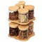 Basicwise Minimalist Two-Tier Bamboo Lazy Susan Turntable with 8 Pcs 12 oz Airtight Lid Glass Jars, Versatile Spice Rack Organizer, Perfect for Kitchen Countertops, Dining Tables, and Pantry Cabinets